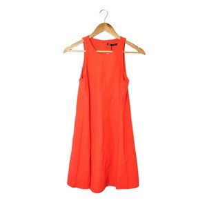Zara Linen Blend Dress, Red/Coral, Size XS